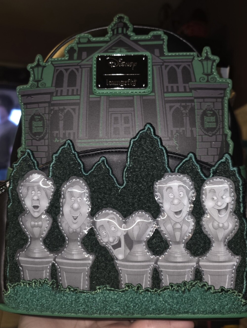 Loungefly Disney The Haunted Mansion Singing Busts GID Lenticular Mini Backpack